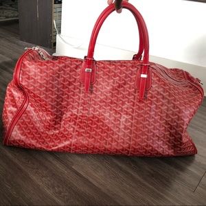 Goyard Chevron Croisiere 45 Duffel Tote Red Coated